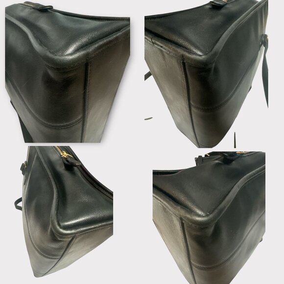 VTG Coach Purse Navy Leather Brass Compartment Tote 9872 Costa Rica Y2K Shopper - Picture 8 of 10